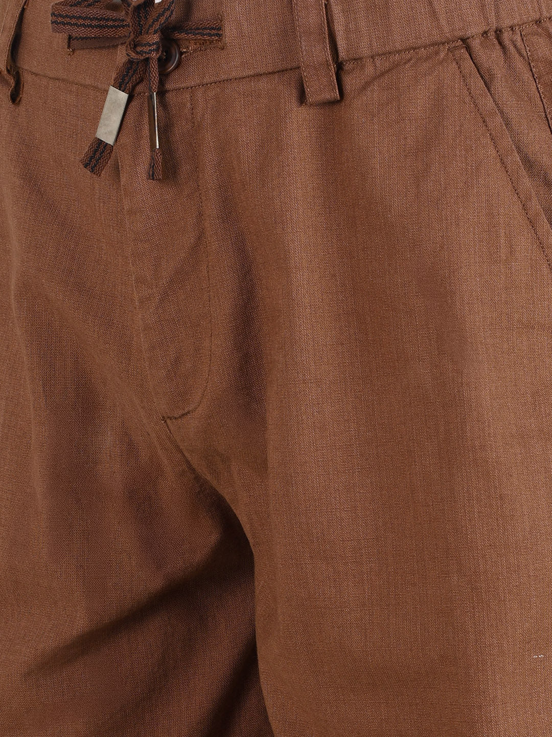 Men's Brown Relaxed Fit Solid Resort Wear Shorts