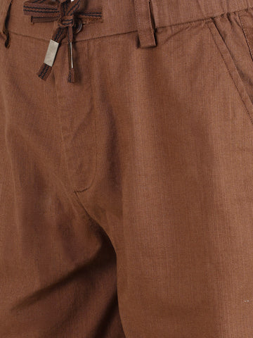 Men's Brown Relaxed Fit Solid Resort Wear Shorts