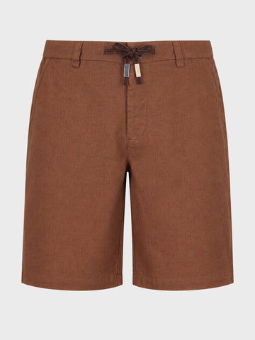 Men's Brown Relaxed Fit Solid Resort Wear Shorts