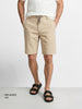 Men's Beige Relaxed Fit Solid Resort Wear Shorts