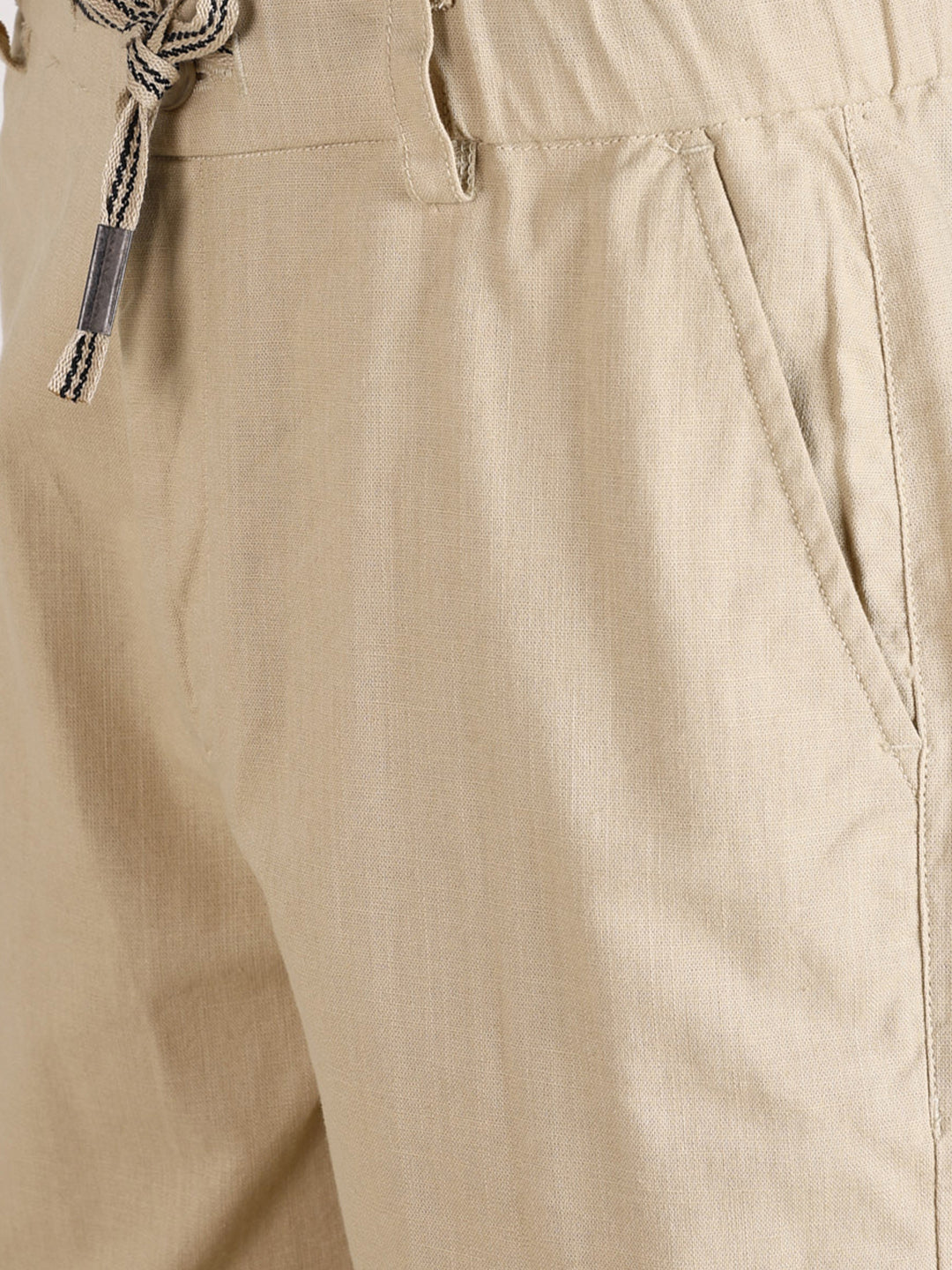Men's Beige Relaxed Fit Solid Resort Wear Shorts