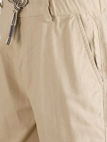 Men's Beige Relaxed Fit Solid Resort Wear Shorts