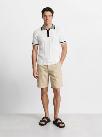 Men's Beige Relaxed Fit Solid Resort Wear Shorts