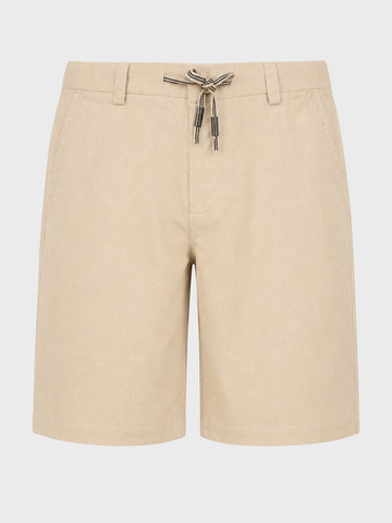 Men's Beige Relaxed Fit Solid Resort Wear Shorts