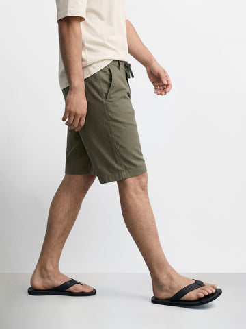 Men's Green Relaxed Solid Resort Wear Shorts