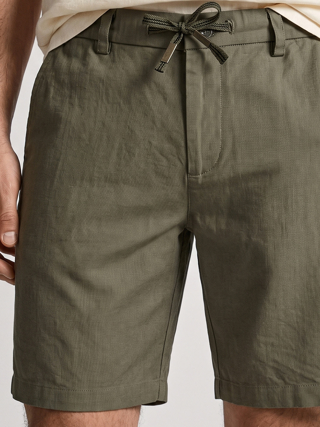 Men's Green Relaxed Solid Resort Wear Shorts