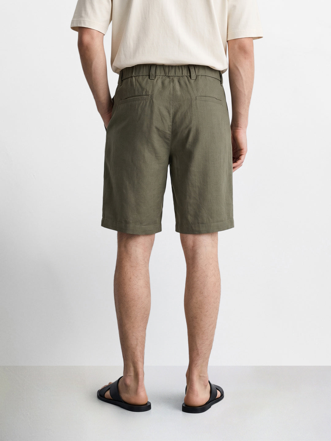 Men's Green Relaxed Solid Resort Wear Shorts