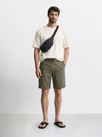 Men's Green Relaxed Solid Resort Wear Shorts