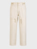 Men's Off White Relaxed Fit Solid Utility Cargos