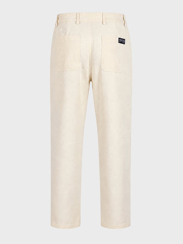 Men's Off White Relaxed Fit Solid Utility Cargos