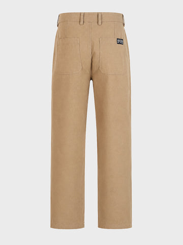 Men's Khaki Relaxed Fit Solid Utility Cargos