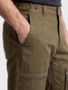 Men's Olive Relaxed Fit Solid Utility Cargos