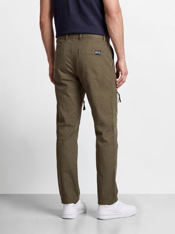 Men's Olive Relaxed Fit Solid Utility Cargos