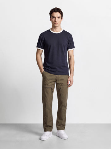 Men's Olive Relaxed Fit Solid Utility Cargos