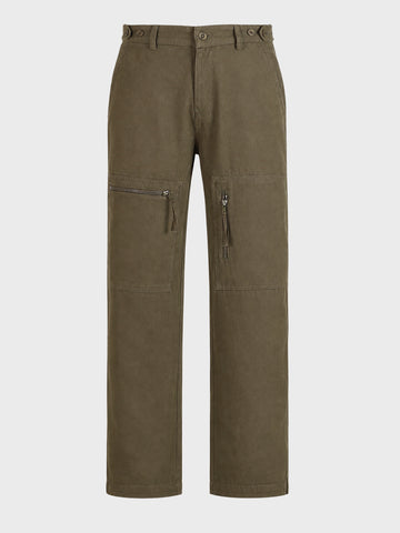 Men's Olive Relaxed Fit Solid Utility Cargos