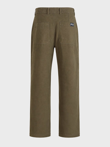 Men's Olive Relaxed Fit Solid Utility Cargos