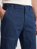 Men's Navy Blue Relaxed Fit Solid Utility Cargos