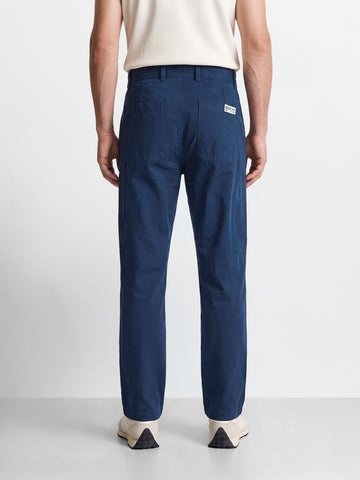 Men's Navy Blue Relaxed Fit Solid Utility Cargos