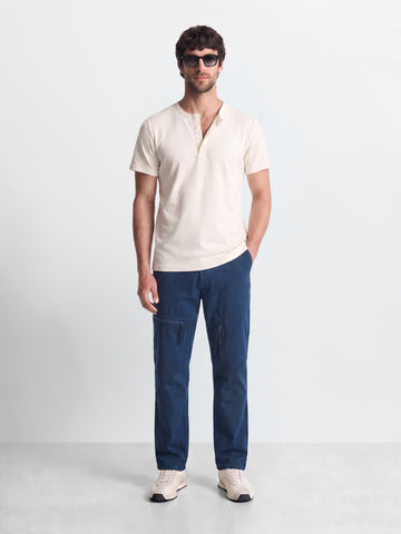 Men's Navy Blue Relaxed Fit Solid Utility Cargos