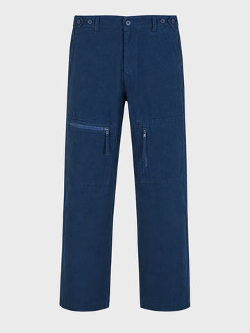 Men's Navy Blue Relaxed Fit Solid Utility Cargos
