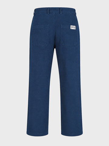 Men's Navy Blue Relaxed Fit Solid Utility Cargos