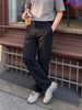 Men's Black Relaxed Fit Solid Utility Cargos