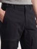 Men's Black Relaxed Fit Solid Utility Cargos