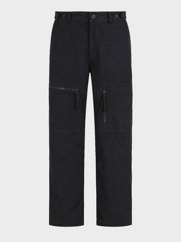 Men's Black Relaxed Fit Solid Utility Cargos