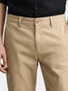 Men's Beige Regular Fit Solid Casual Chinos