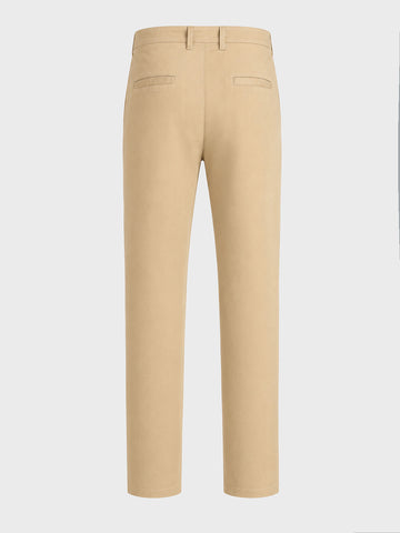 Men's Beige Regular Fit Solid Casual Chinos