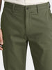 Men's Olive Regular Fit Solid Casual Chinos