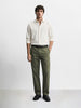 Men's Olive Regular Fit Solid Casual Chinos
