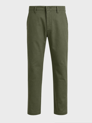 Men's Olive Regular Fit Solid Casual Chinos