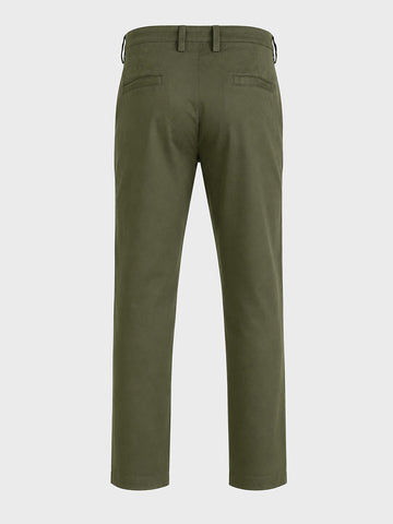 Men's Olive Regular Fit Solid Casual Chinos