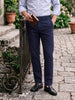 Men's Navy Blue Regular Fit Solid Casual Chinos