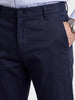 Men's Navy Blue Regular Fit Solid Casual Chinos
