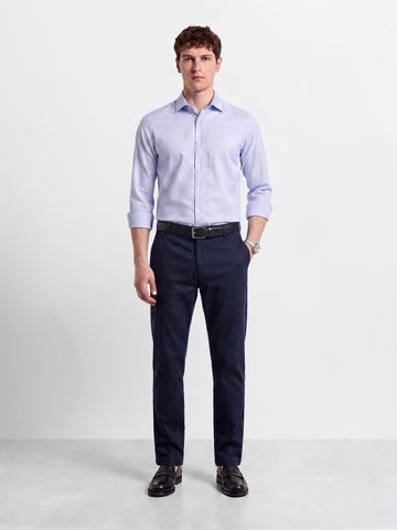 Men's Navy Blue Regular Fit Solid Casual Chinos