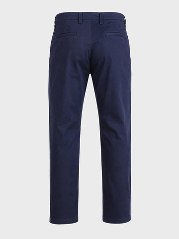 Men's Navy Blue Regular Fit Solid Casual Chinos