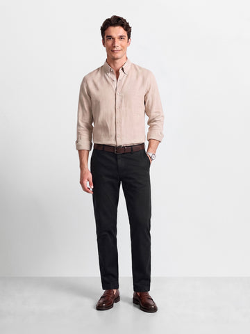 Men's Black Regular Fit Solid Casual Chinos