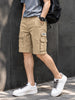 Men's Beige Relaxed Fit Solid Utility Cargo Shorts