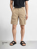 Men's Beige Relaxed Fit Solid Utility Cargo Shorts