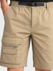 Men's Beige Relaxed Fit Solid Utility Cargo Shorts