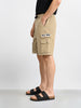 Men's Beige Relaxed Fit Solid Utility Cargo Shorts