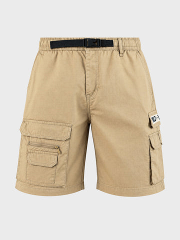 Men's Beige Relaxed Fit Solid Utility Cargo Shorts