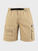 Men's Beige Relaxed Fit Solid Utility Cargo Shorts