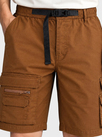 Men's Rust Relaxed Fit Solid Utility Cargo Shorts