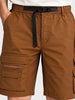 Men's Rust Relaxed Fit Solid Utility Cargo Shorts