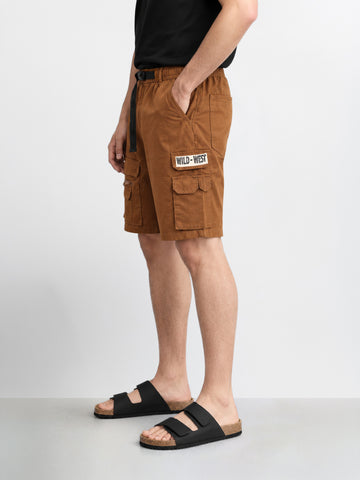 Men's Rust Relaxed Fit Solid Utility Cargo Shorts