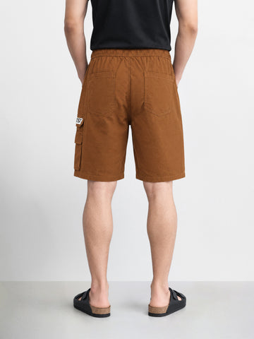 Men's Rust Relaxed Fit Solid Utility Cargo Shorts