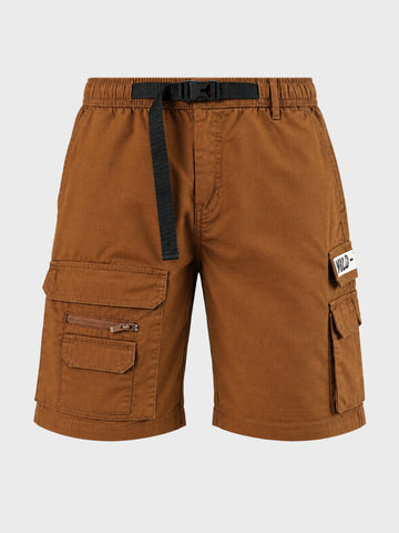 Men's Rust Relaxed Fit Solid Utility Cargo Shorts